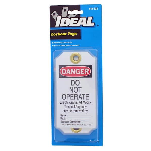 IDEAL 5/Card Lockout Tag, Vinyl, Do Not Operate Elec At Work 44