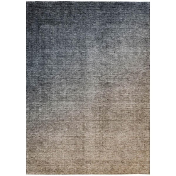 HomeRoots Taupe and Gray 5 ft. x 8 ft. Woven Solid Color Rectangle Indoor/Outdoor Area Rug