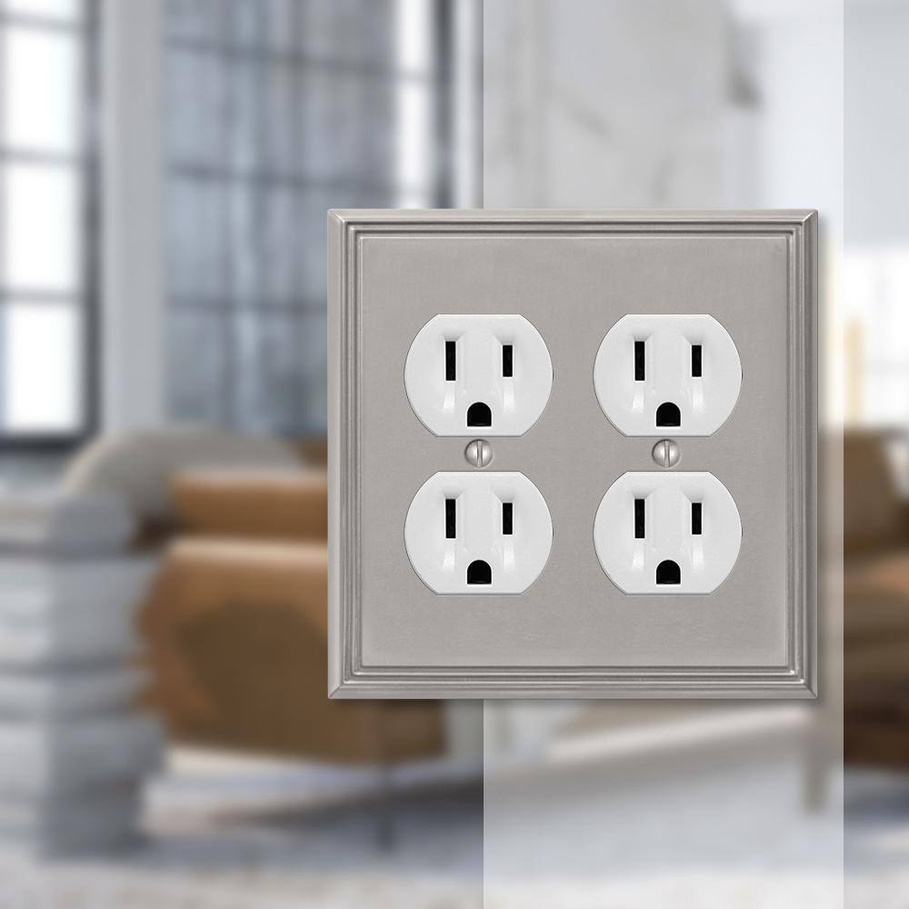Metro Brushed Nickel 2-Gang Duplex Wall Plate