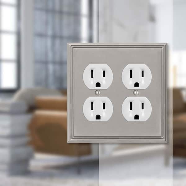 Rhodes 2 Gang Duplex Metal Wall Plate - Brushed Nickel