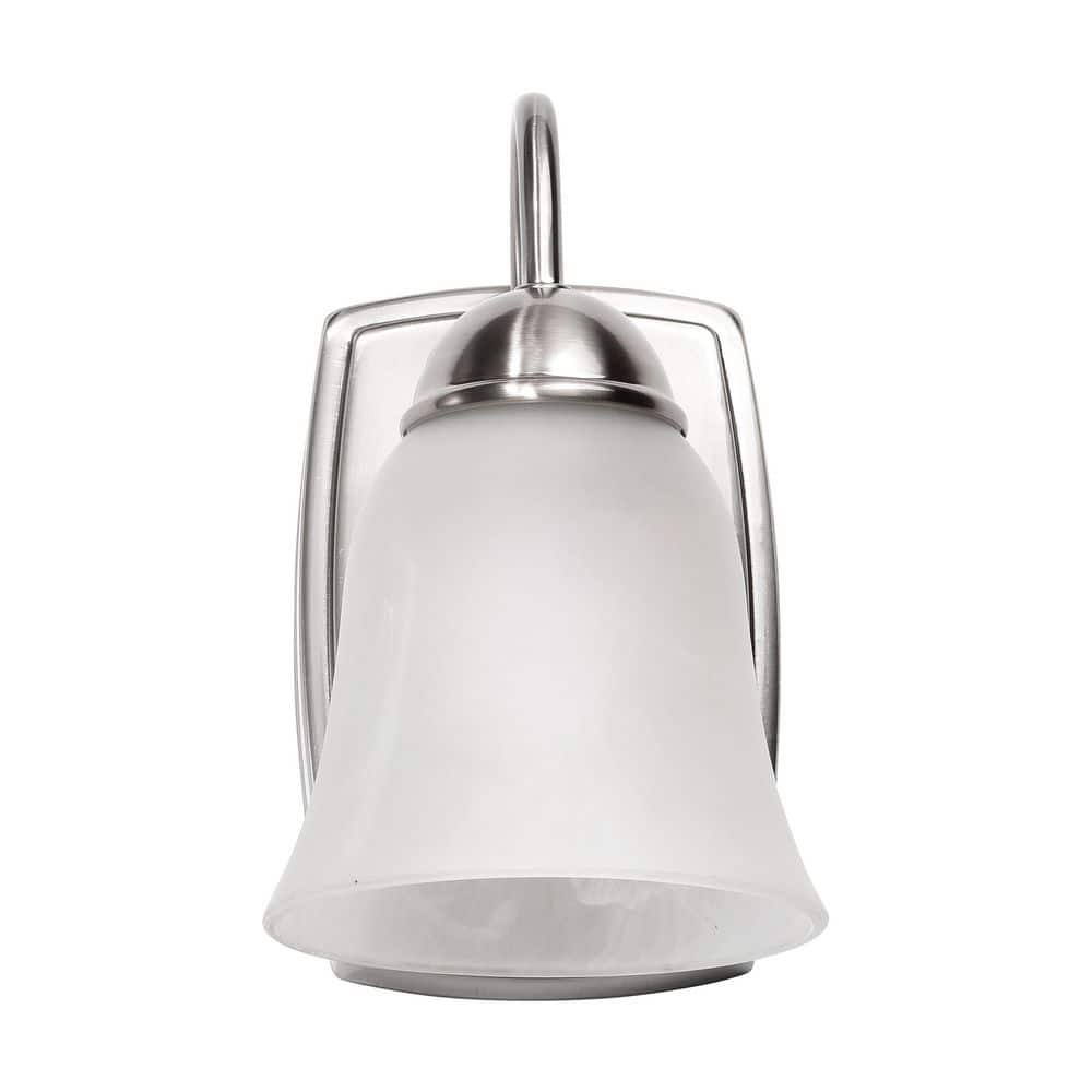 5 in. 1-Light Brushed Nickel Integrated LED Vanity Light with Alabaster Glass Shade price history on PriceWatchPro