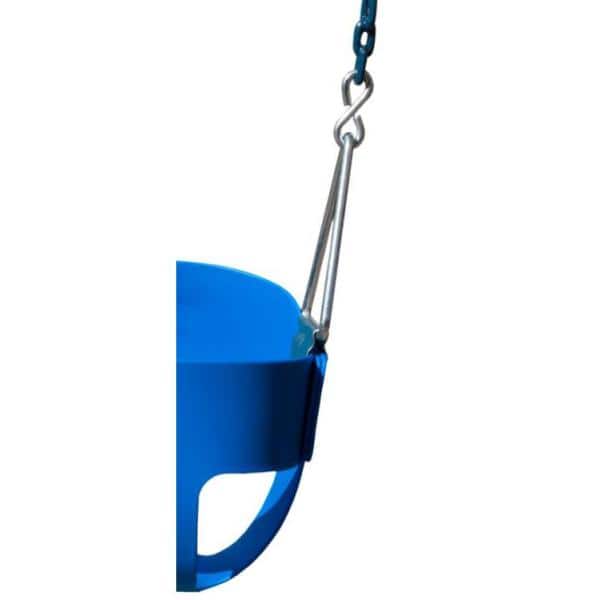Blue Full Bucket Toddler Swing with Coated Chains