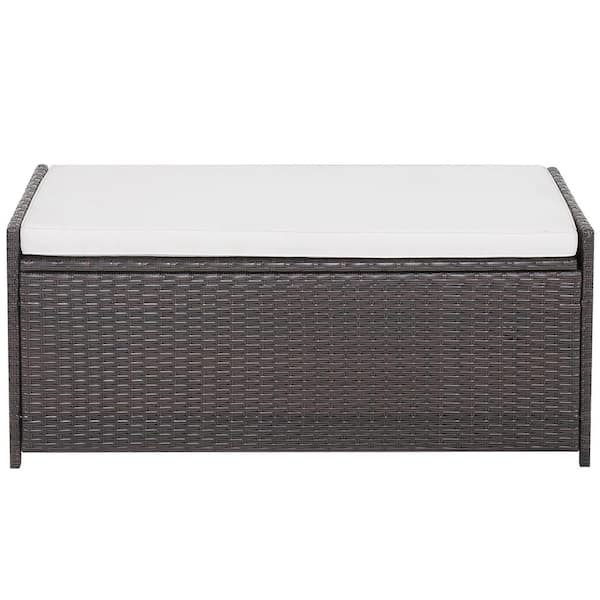34 Gal. PE Rattan Deck Box with Seat Cushion