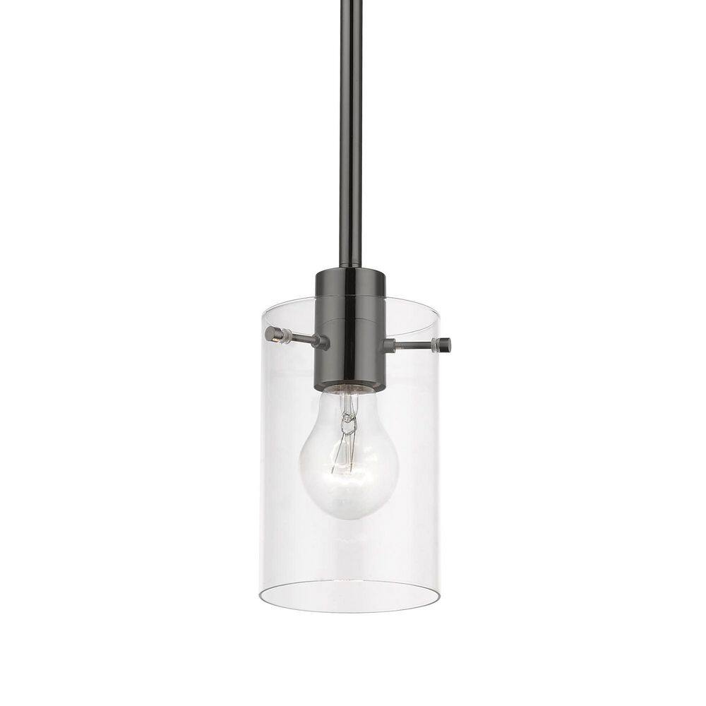 Munich Mini Pendant in Black Chrome with Clear Glass Shade