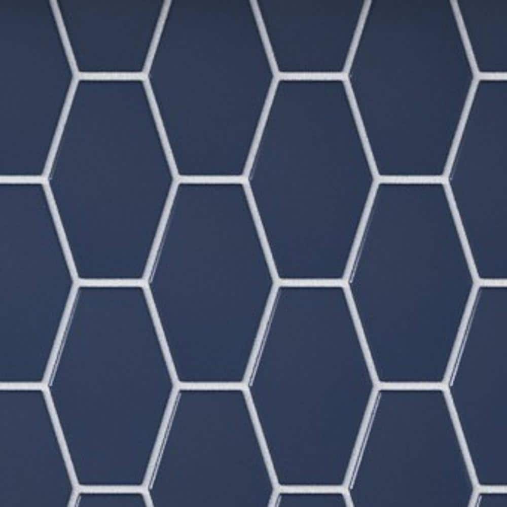 Deep Blue Matte Glass Hexagon Mosaic Tile
