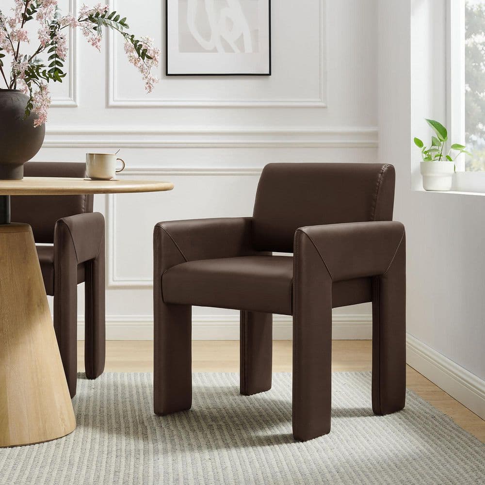 MODWAY Daven Vegan Leather Dining Armchair in Espresso EEI-7443