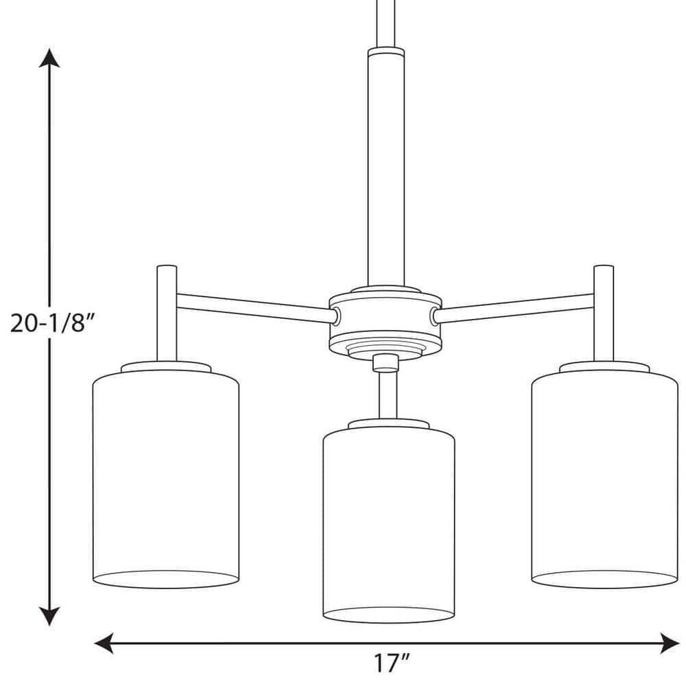 Elegant Brushed Nickel 3-Light Chandelier with White Glass Shades