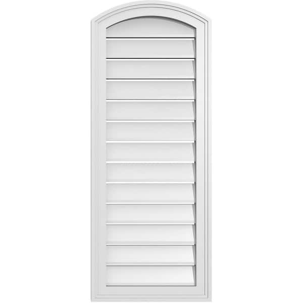 Ekena Millwork 16" x 38" Arch Top Surface Mount PVC Gable Vent: Non-Functional with Brickmould Frame