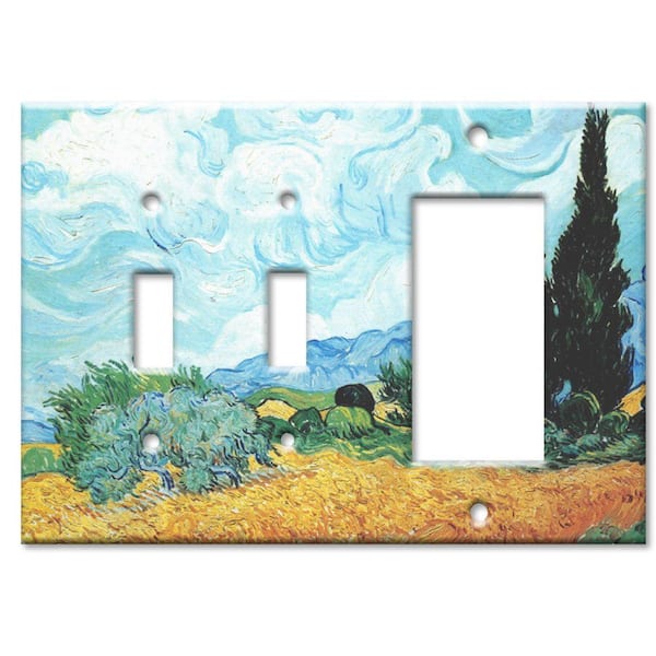 Art Plates Van Gogh Wheat and Cypress 2 Switch/Rocker Combo Wall Plate
