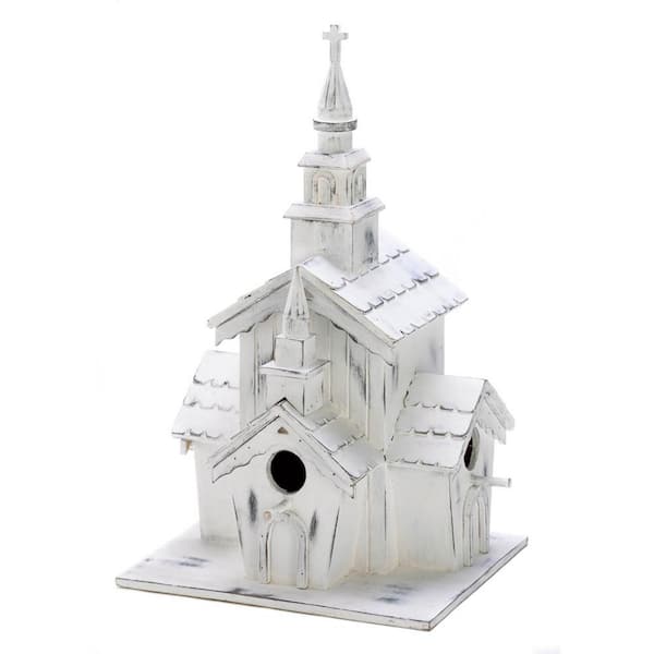 Zingz & Thingz 7.87 in. x 6.25 in. x 12.75 in. Little White Chapel Birdhouse