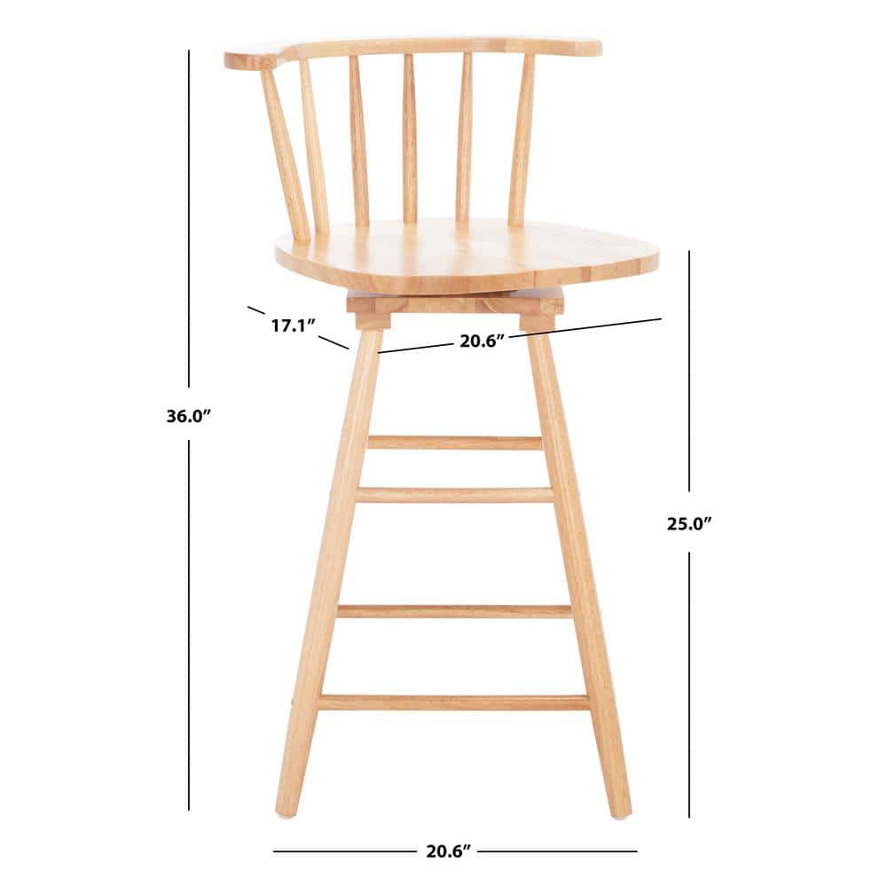 Natural Wood Swivel Windsor Counter Stool