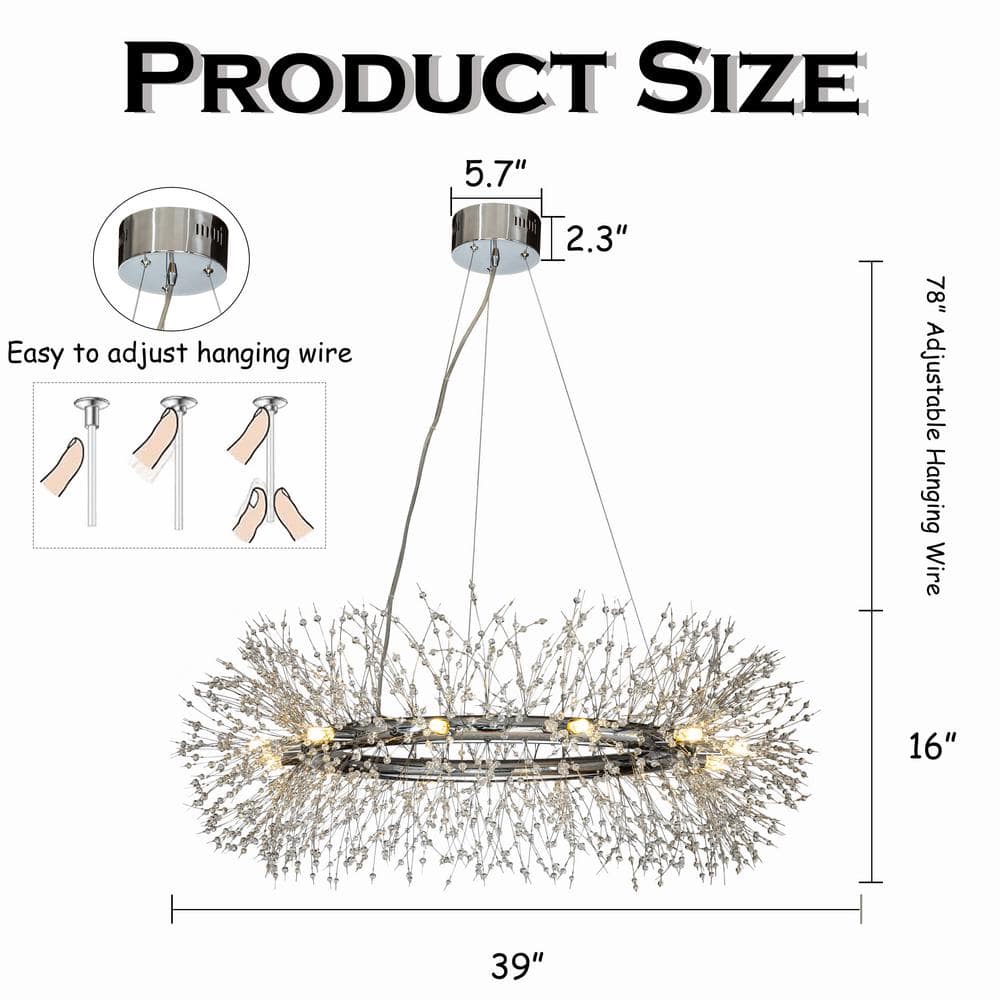 Chrome Crystal Firework Chandelier with Stainless Steel Frame