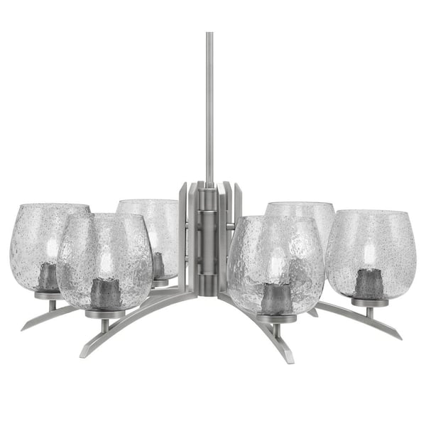 Unbranded Siena 27.5 in. 6 Light Graphite Chandelier with Smoke Bubble Glass Shades