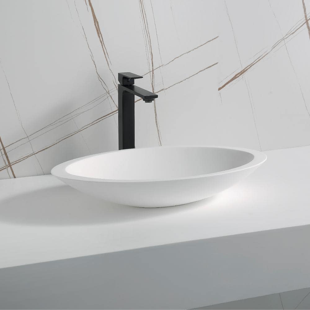 Matte White Acrylic 23" Oval Above-Counter Vessel Sink