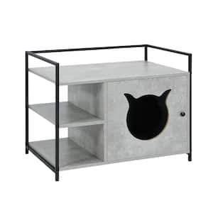 Hidden Cat Litter box enclosure Furniture Cabinet with 2-Tier Storage Shelf in Gray