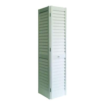 30 in. x 80 in. 3 in. Louver/Louver White PVC Composite Interior Bi-Fold Door