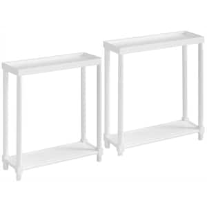 New Ridge Home Goods Harrison Narrow Side End Tables With Shelf, Set of 2, White