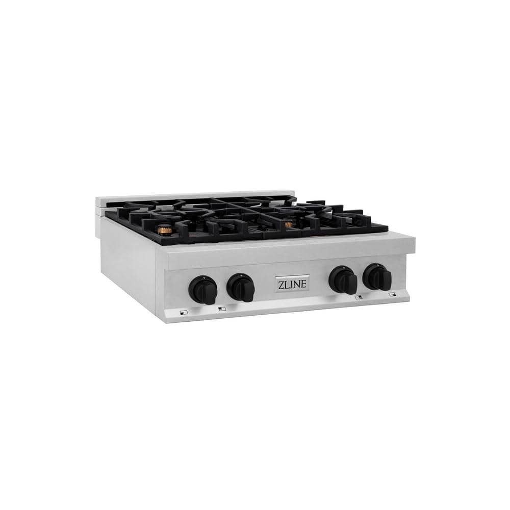 Autograph Edition 30 in. Legacy Rangetop with 4 Burners in Satin Stainless Steel with Matte Black Accents