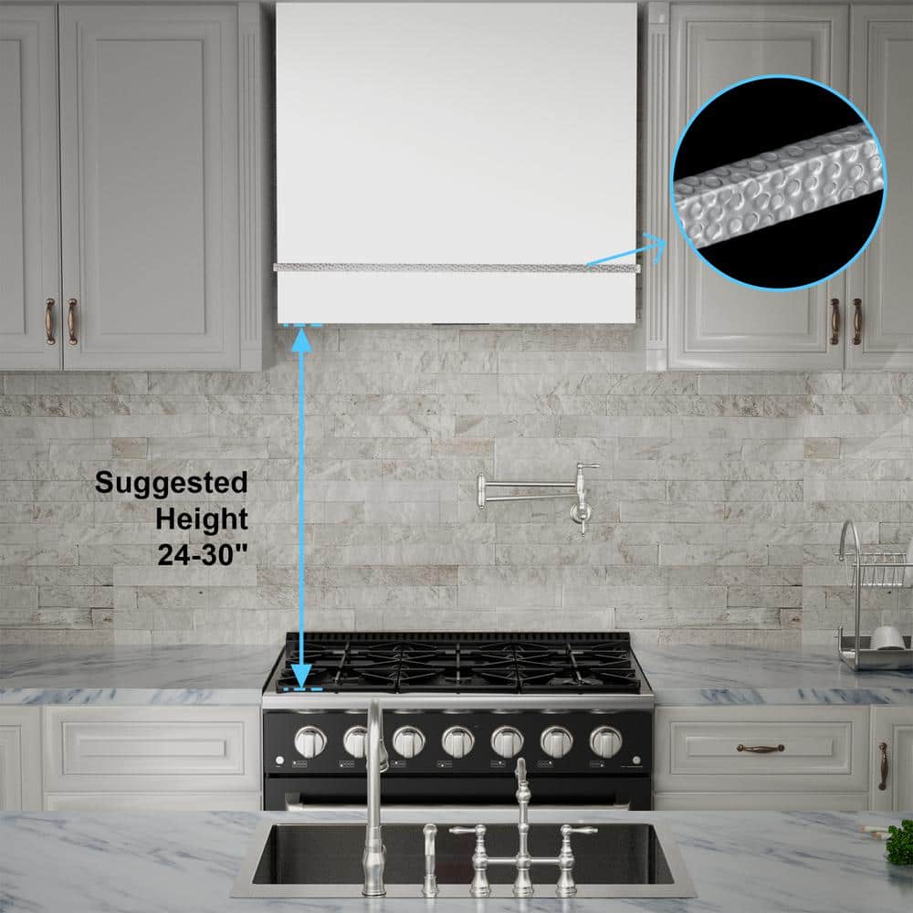 36'' White and Nickel Stainless Steel Wall Mounted Range Hood