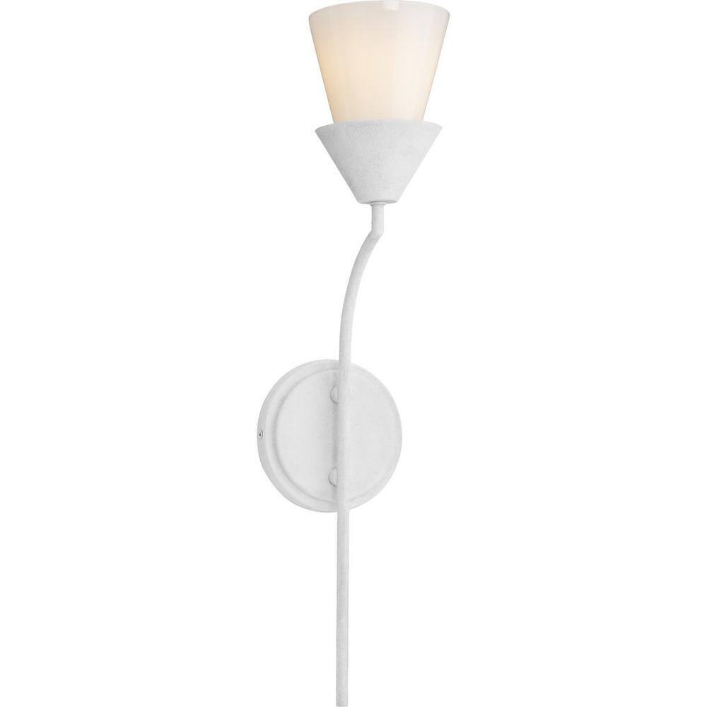 Pinellas White Plaster Dimmable Wall Bracket with Opal Glass Shade