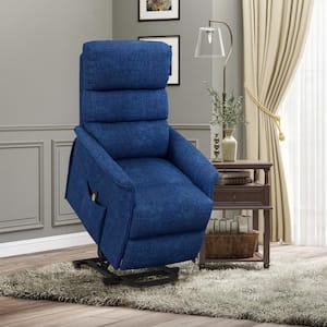 Dark Blue Electric Power Lift Fabric Recliner Chair with Remote Control for the Elderly, Side Pockets for Living Room