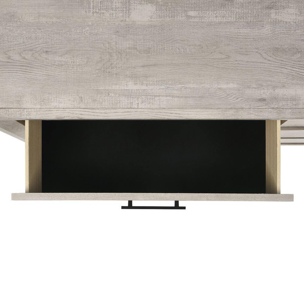 Ash White 5-Drawer Chest with Black Pulls