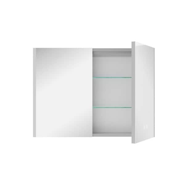 32 in. W x 24 in. H Rectangular Wall Mounted LED Light Medicine Cabinet with Mirror, Anti-Fog, Double Doors