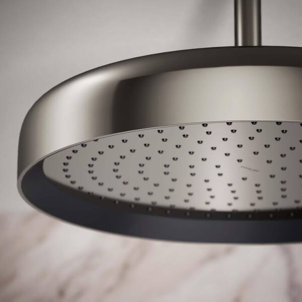 KOHLER Statement Round 1-Spray Patterns 2.5 GPM 14 in. Ceiling Mount Rainhead Fixed Shower Head in Vibrant Polished Nickel