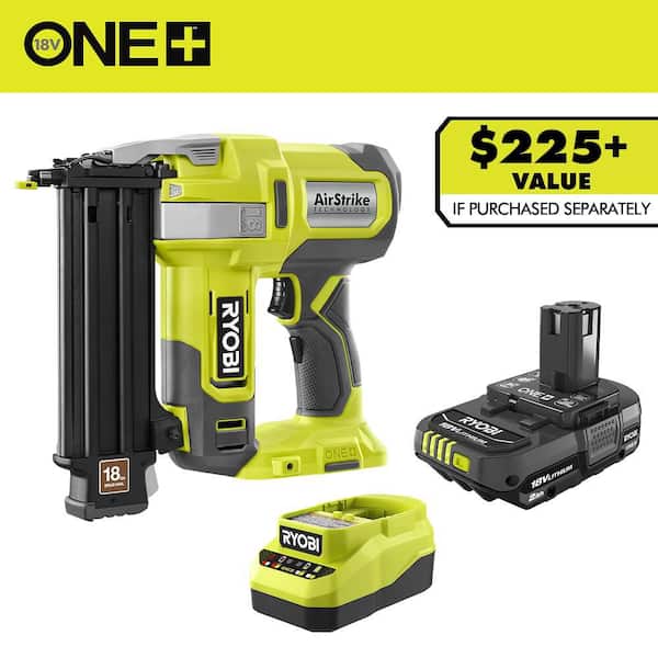 ONE+ 18V 18-Gauge Cordless AirStrike Brad Nailer with FREE 2.0 Ah Battery and Charger Kit