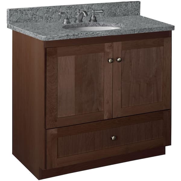 Simplicity by Strasser Shaker 36 in. W x 21 in. D x 34.5 in. H Bath Vanity Cabinet without Top in Dark Alder