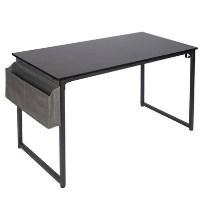 47 in Computer Desk with Storage Bag Study Writing Desk for Home Office Modern Simple Style Laptop Table , Black