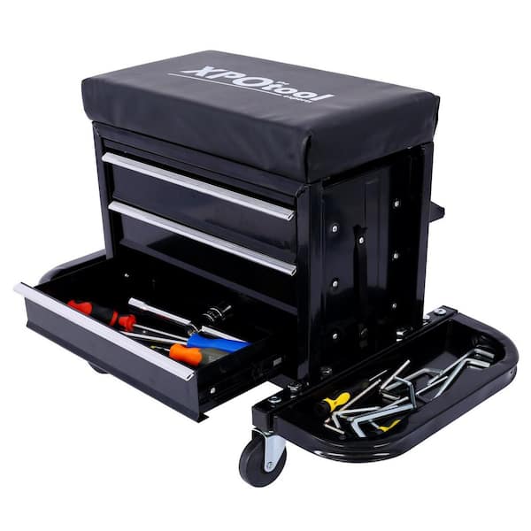 350 lbs. Capacity Steel Black Garage Sliding Track Rolling Tool Box