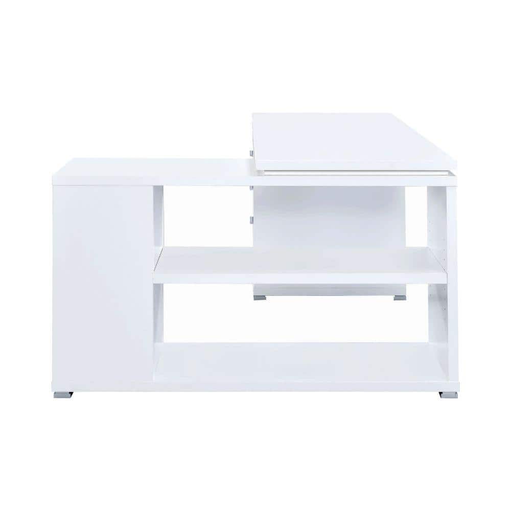 White L-Shaped Corner Computer Desk with Drawers and Filing Cabinet