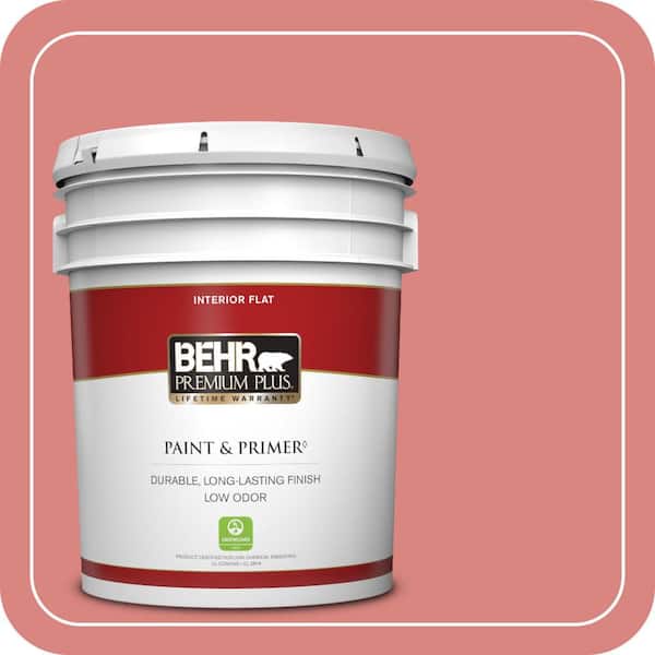 BEHR PREMIUM PLUS 5 gal. #M160-5 Pink Damask Flat Low Odor Interior Paint & Primer