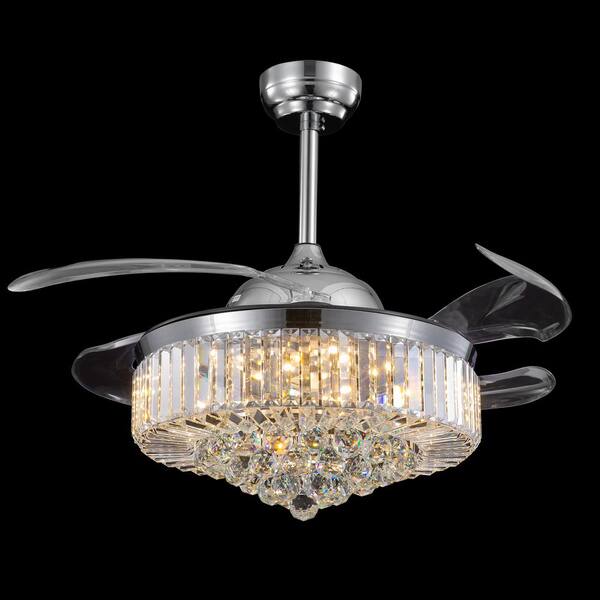 ANTOINE 42 in. Indoor Chrome Ceiling Fan with Lights Retractable