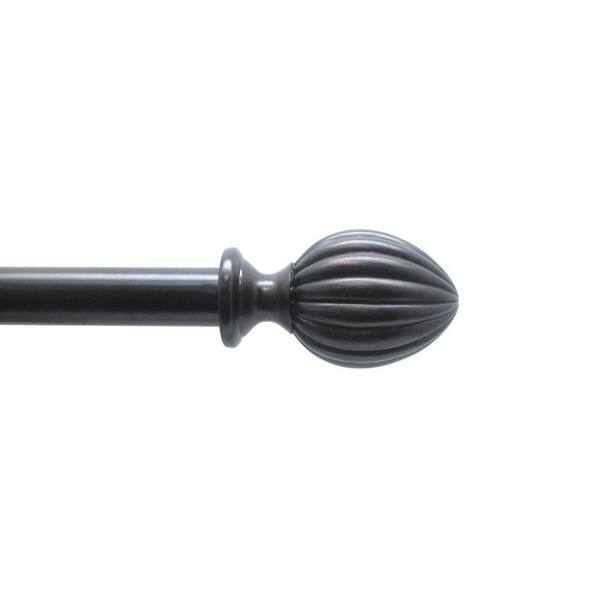 Home Decorators Collection 36 in. - 72 in. 1 in. Fluted Wood Tone Single Rod Set in Oil Rubbed Bronze