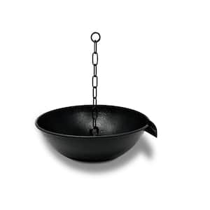 10 in. Black Rain Chain Anchoring Basin Spill Bowl with Scupper