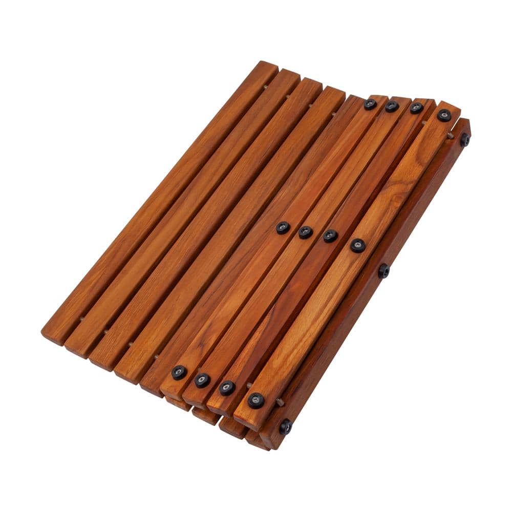 Nordic Oiled Teak Wood Roll-Up Shower Mat 19.6" Square