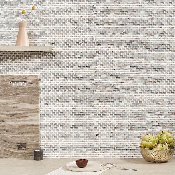 Paradox Calico 11.12 in. x 12.25 in. Marble and Glass Mosaic Wall Tile (0.96 sq. ft. /Each)