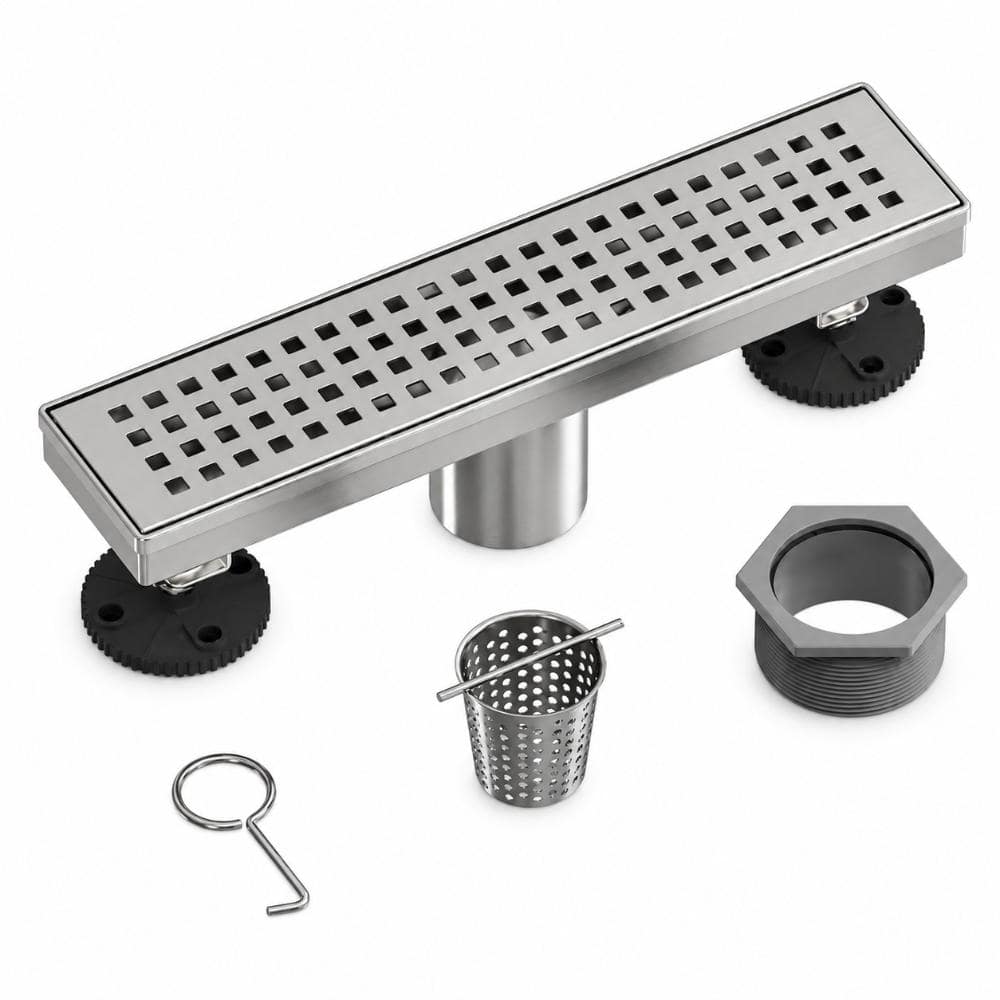 12 in. Linear Shower Drain with Removable Grid Grate and Hair Strainer in Brushed Nickel price history on PriceWatchPro