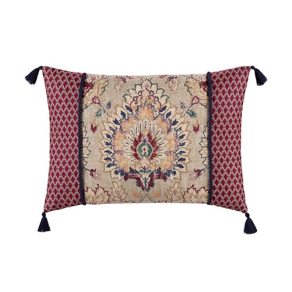 Waverly Castleford Jewel Damask Cotton 14 in. W x 20 in. L Decorative Throw Pillow