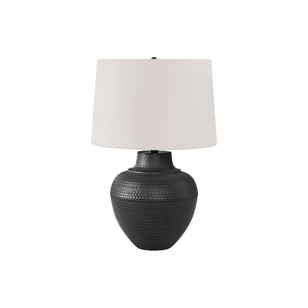 Jushua Transitional 26 in. H Table Lamp with Cream Shade, Black Metal
