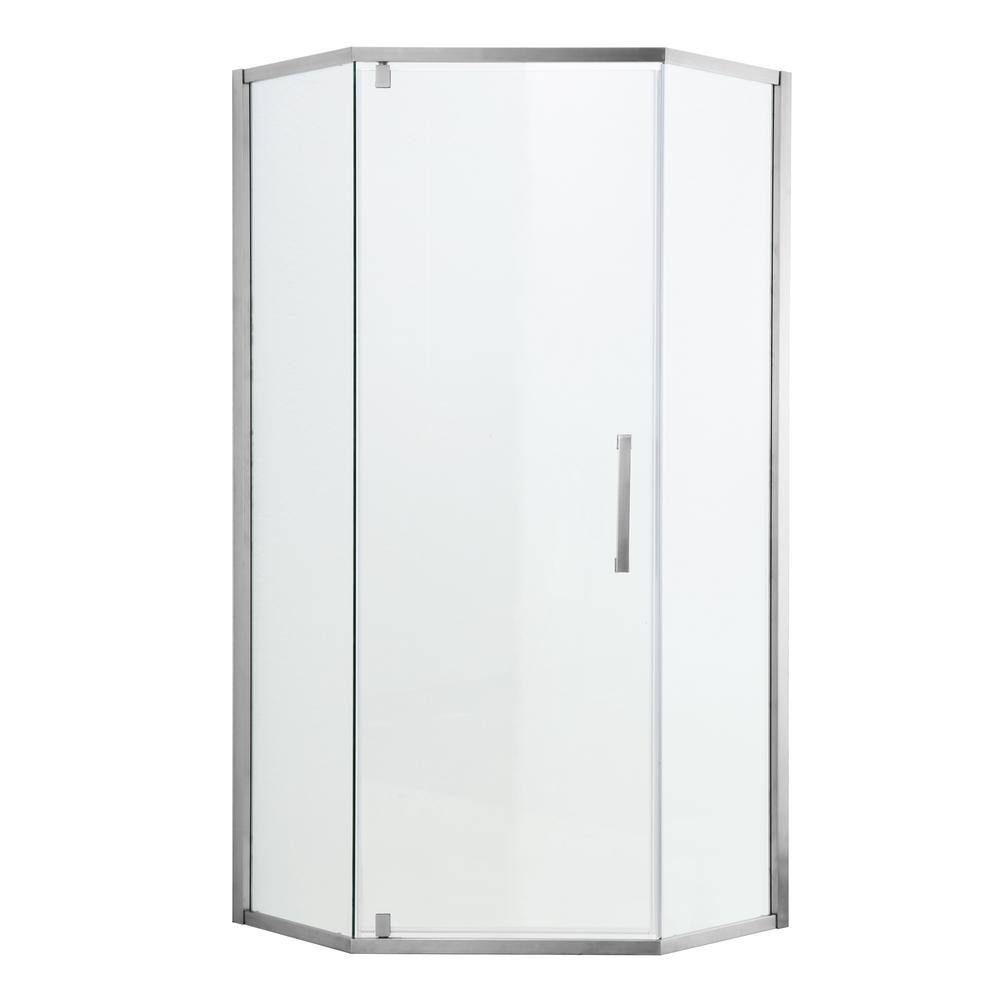 34" Chrome Semi-Frameless Neo Angle Shower Enclosure with Clear Glass