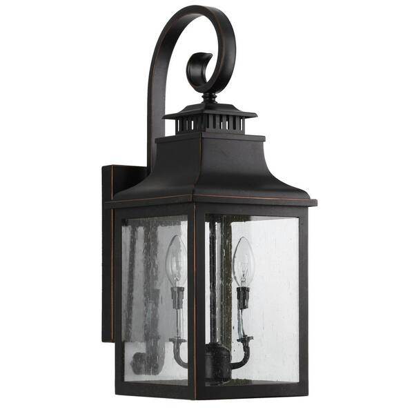 Unbranded Morgan 2-Light Oil Rubbed Bronze Outdoor Wall Lantern Sconce