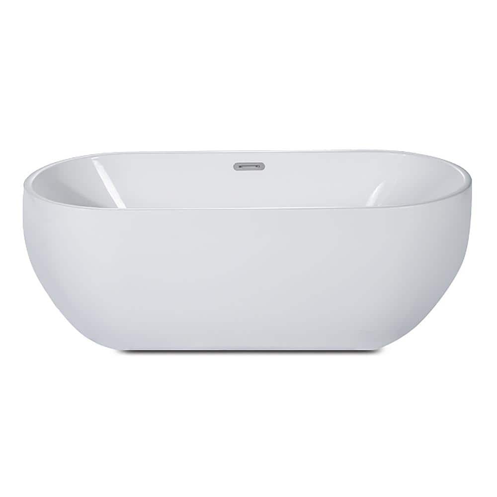 59'' White Acrylic Free Standing Soaking Bathtub