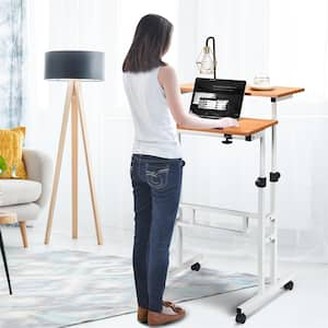 22.5 in. White Mobile Standing Desk with Height Adjustable Workstation Stand Up Desk