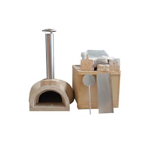 55 in. D x 52 in. W x 31 in. H DIY Wood Fired Outdoor Pizza Oven - Includes SS Flue and Black Door