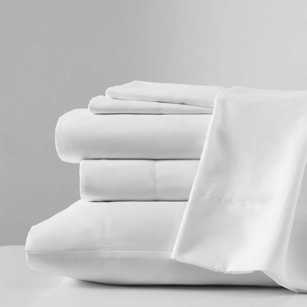 KCNY Solution 6-Piece White Microfiber Full Sheet Set