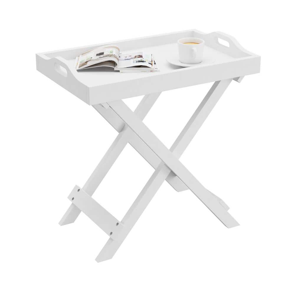 Black Wooden Folding End Table with Removable Tray - thumbnail 10