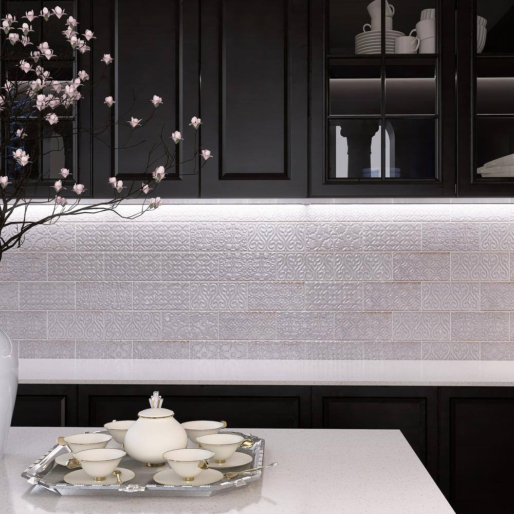 Zurbaran Gris Polished Ceramic Subway Wall Tile Set